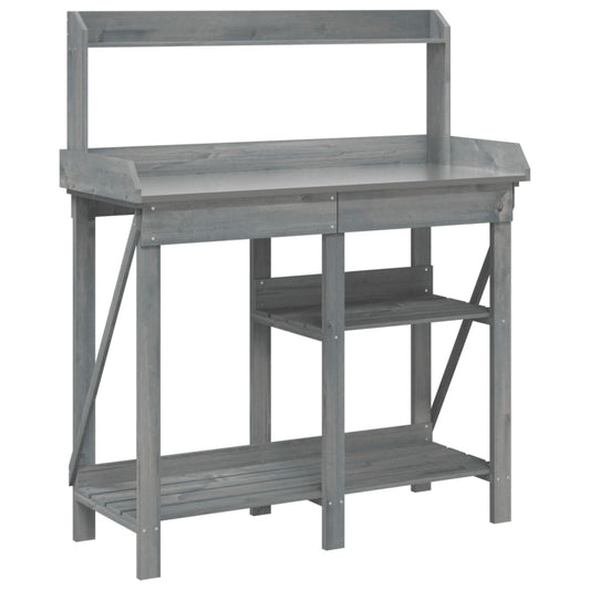 Potting Bench with Shelves Grey Solid Wood Fir Potting Bench with Shelves Grey Solid Wood Fir