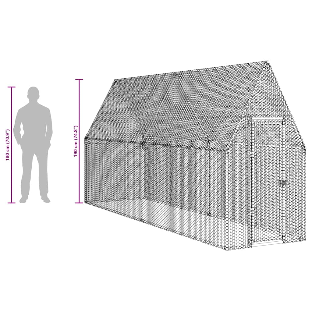 Chicken Cage Silver 100x100x190 cm Galvanised Steel