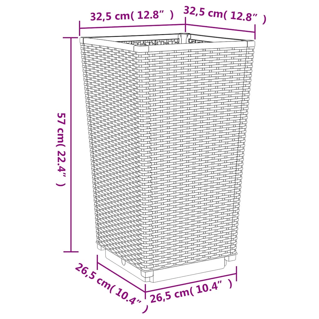 Garden Planters 2 pcs Blue Grey 32,5x32,5x57 cm PP