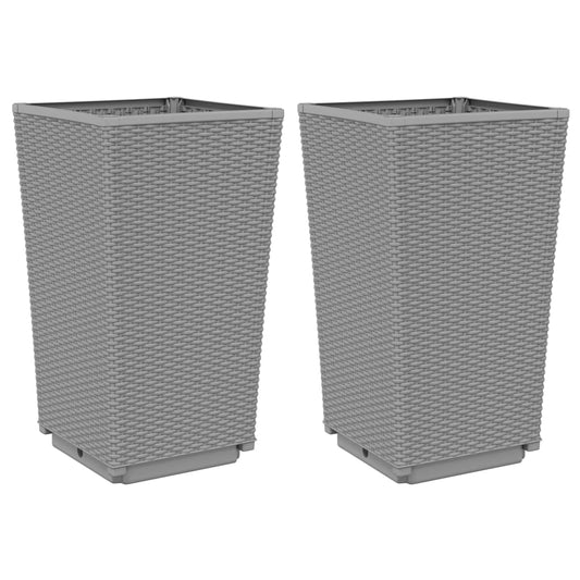 Garden Planters 2 pcs Light Grey 32.5x32.5x57 cm PP Garden Planters 2 pcs Light Grey 32.5x32.5x57 cm PP