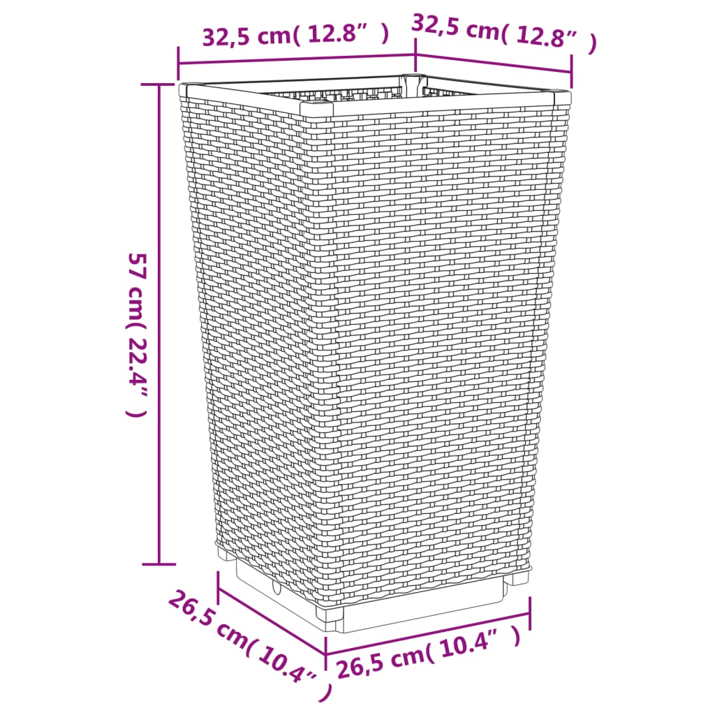 Garden Planters 2 pcs Light Grey 32,5x32,5x57 cm PP