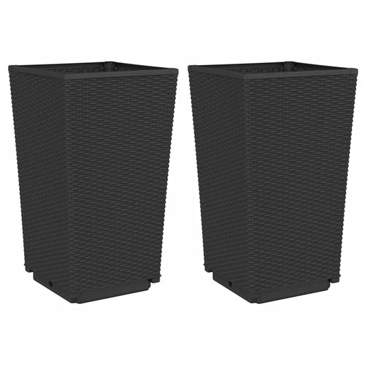 Garden Planters 2 pcs Black 32.5x32.5x57 cm PP Garden Planters 2 pcs Black 32.5x32.5x57 cm PP