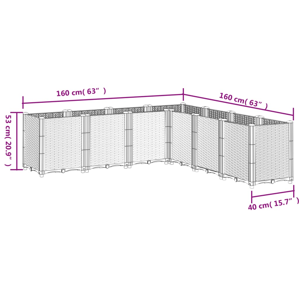 Garden Planter Black 160x160x53 cm PP
