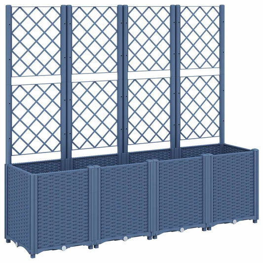 Garden Planter with Trellis Blue Grey 160x40x140 cm PP Garden Planter with Trellis Blue Grey 160x40x140 cm PP