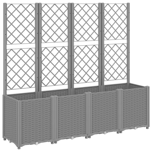 Garden Planter with Trellis Light Grey 160x40x140 cm PP Garden Planter with Trellis Light Grey 160x40x140 cm PP