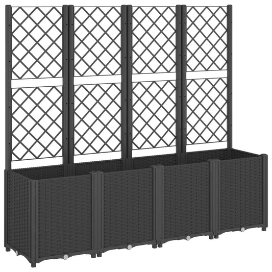 Garden Planter with Trellis Black 160x40x140 cm PP Garden Planter with Trellis Black 160x40x140 cm PP