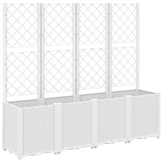 Garden Planter with Trellis White 160x40x140 cm PP Garden Planter with Trellis White 160x40x140 cm PP