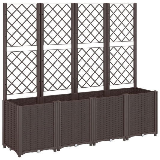 Garden Planter with Trellis Brown 160x40x140 cm PP Garden Planter with Trellis Brown 160x40x140 cm PP