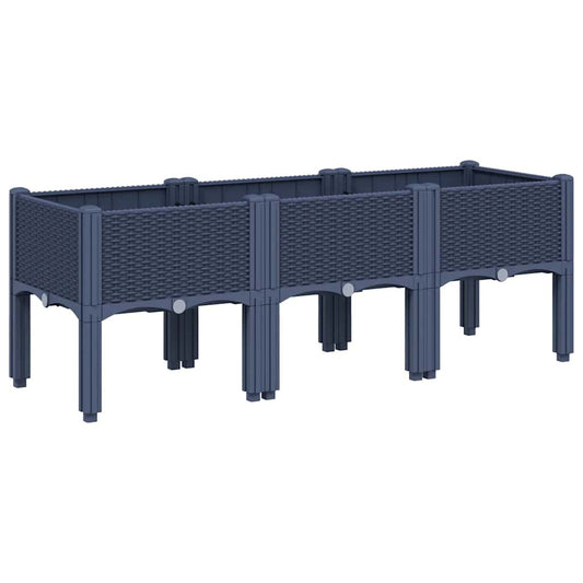 Garden Planter with Legs Blue Grey 120x40x42 cm PP Garden Planter with Legs Blue Grey 120x40x42 cm PP