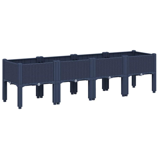 Garden Planter with Legs Blue Grey 160x40x42 cm PP Garden Planter with Legs Blue Grey 160x40x42 cm PP