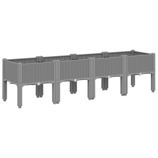 Garden Planter with Legs Light Grey 160x40x42 cm PP Garden Planter with Legs Light Grey 160x40x42 cm PP