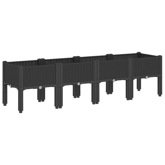 Garden Planter with Legs Black 160x40x42 cm PP Garden Planter with Legs Black 160x40x42 cm PP