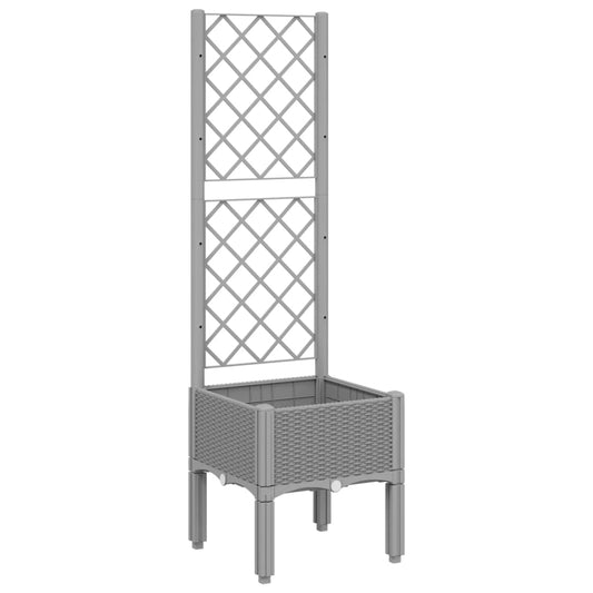 Garden Planter with Trellis Light Grey 40x40x142 cm PP Garden Planter with Trellis Light Grey 40x40x142 cm PP