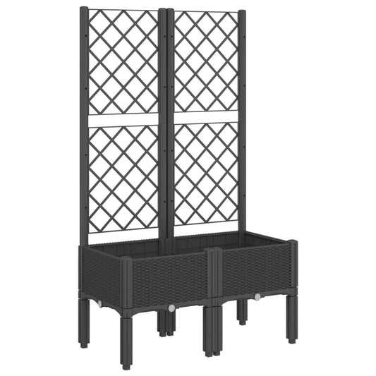 Garden Planter with Trellis Black 80x40x142 cm PP Garden Planter with Trellis Black 80x40x142 cm PP