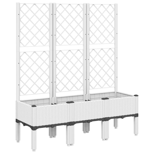 Garden Planter with Trellis White 120x40x142 cm PP Garden Planter with Trellis White 120x40x142 cm PP