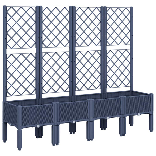 Garden Planter with Trellis Blue Grey 160x40x142 cm PP Garden Planter with Trellis Blue Grey 160x40x142 cm PP