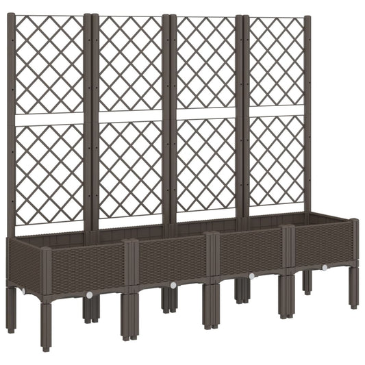 Garden Planter with Trellis Brown 160x40x142 cm PP Garden Planter with Trellis Brown 160x40x142 cm PP