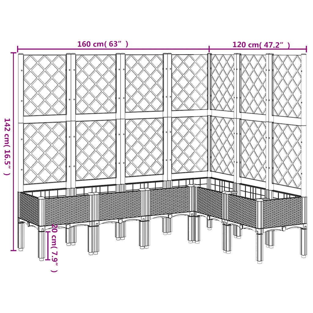 Garden Planter with Trellis Blue Grey 160x120x142 cm PP