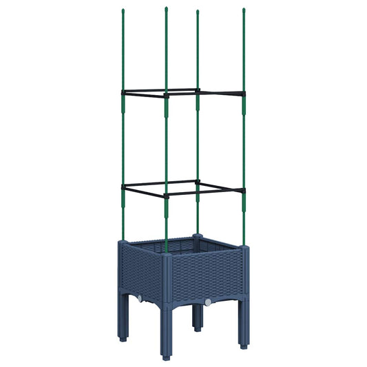 Garden Planter with Trellis Blue Grey 40x40x142.5 cm PP Garden Planter with Trellis Blue Grey 40x40x142.5 cm PP