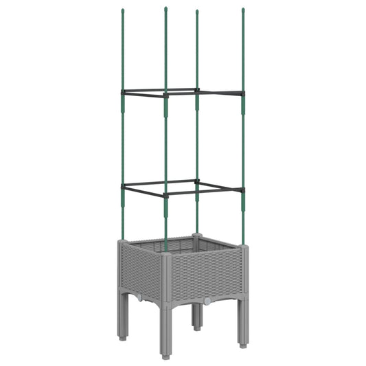 Garden Planter with Trellis Light Grey 40x40x142.5 cm PP Garden Planter with Trellis Light Grey 40x40x142.5 cm PP