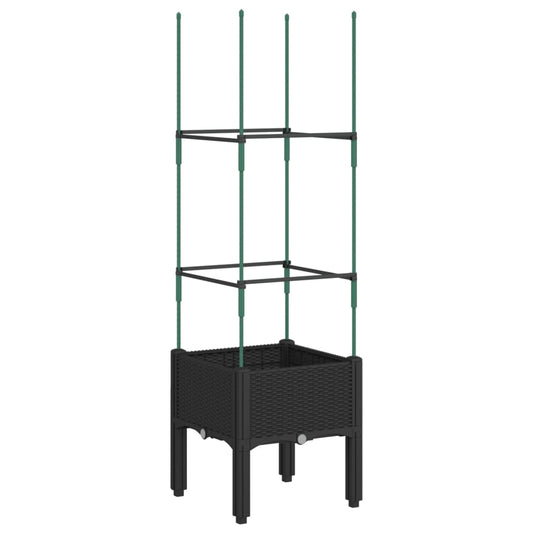 Garden Planter with Trellis Black 40x40x142.5 cm PP Garden Planter with Trellis Black 40x40x142.5 cm PP