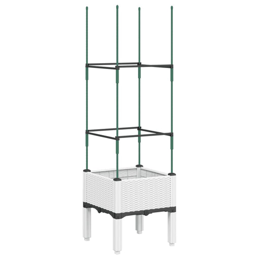 Garden Planter with Trellis White 40x40x142.5 cm PP Garden Planter with Trellis White 40x40x142.5 cm PP