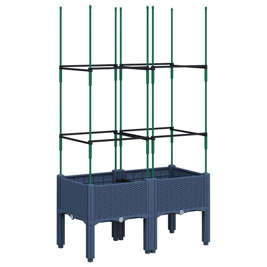 Garden Planter with Trellis Blue Grey 80x40x142.5 cm PP Garden Planter with Trellis Blue Grey 80x40x142.5 cm PP