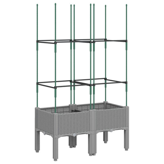 Garden Planter with Trellis Light Grey 80x40x142.5 cm PP Garden Planter with Trellis Light Grey 80x40x142.5 cm PP