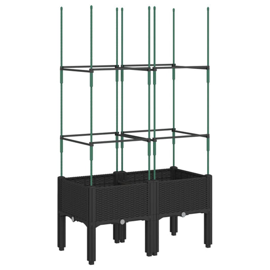 Garden Planter with Trellis Black 80x40x142.5 cm PP Garden Planter with Trellis Black 80x40x142.5 cm PP