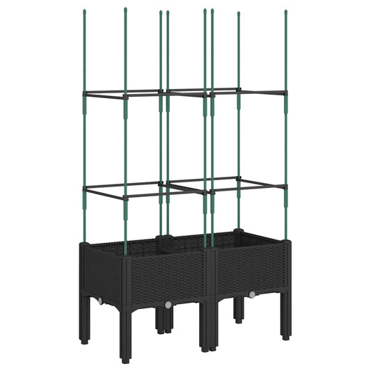 Garden Planter with Trellis Black 80x40x142.5 cm PP Garden Planter with Trellis Black 80x40x142.5 cm PP