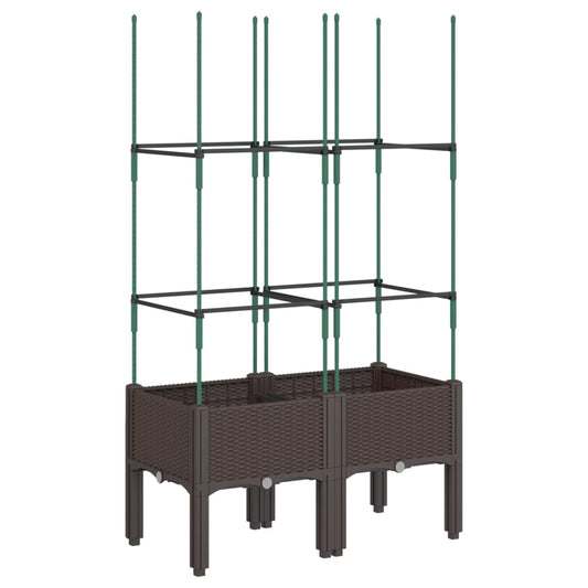 Garden Planter with Trellis Brown 80x40x142.5 cm PP Garden Planter with Trellis Brown 80x40x142.5 cm PP