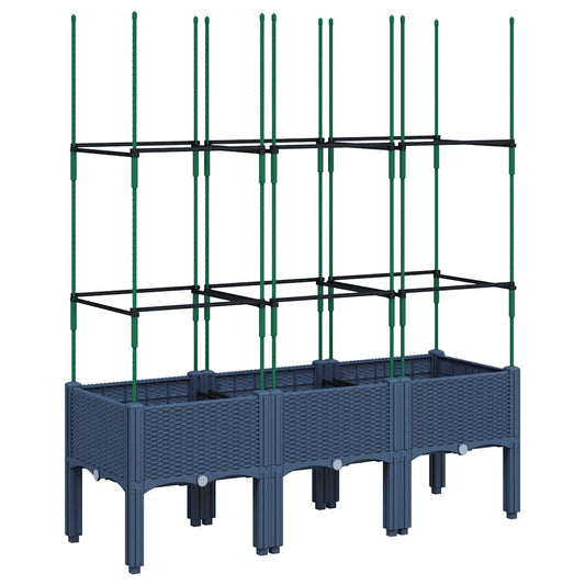 Garden Planter with Trellis Blue Grey 120x40x142.5 cm PP Garden Planter with Trellis Blue Grey 120x40x142.5 cm PP