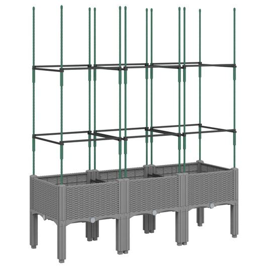 Garden Planter with Trellis Light Grey 120x40x142.5 cm PP Garden Planter with Trellis Light Grey 120x40x142.5 cm PP