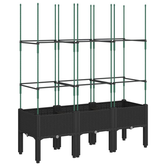 Garden Planter with Trellis Black 120x40x142.5 cm PP Garden Planter with Trellis Black 120x40x142.5 cm PP