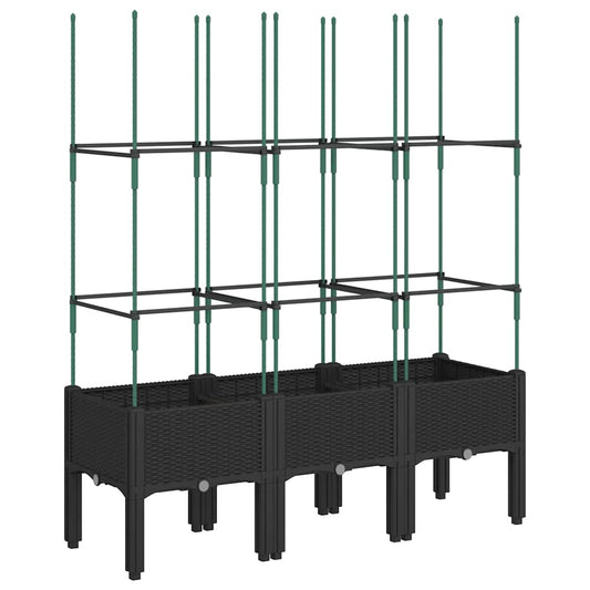 Garden Planter with Trellis Black 120x40x142.5 cm PP Garden Planter with Trellis Black 120x40x142.5 cm PP