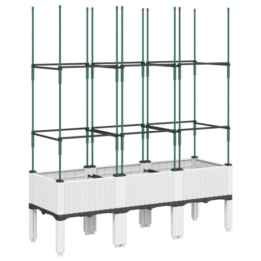 Garden Planter with Trellis White 120x40x142.5 cm PP Garden Planter with Trellis White 120x40x142.5 cm PP