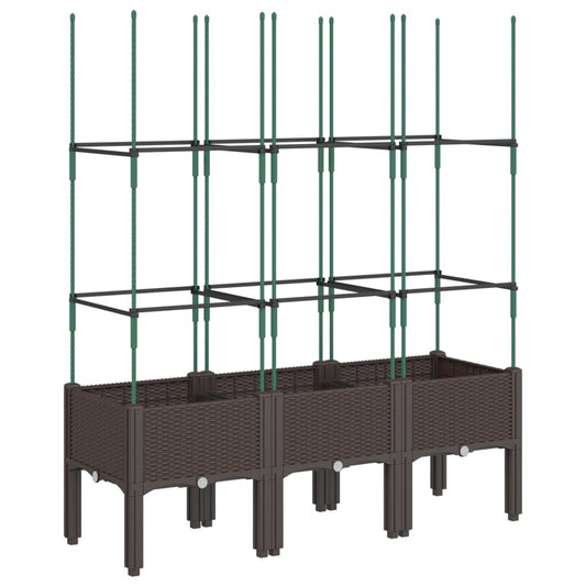 Garden Planter with Trellis Brown 120x40x142.5 cm PP Garden Planter with Trellis Brown 120x40x142.5 cm PP