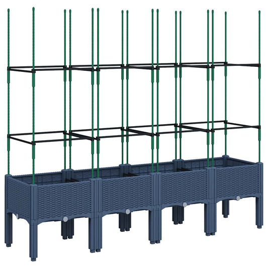 Garden Planter with Trellis Blue Grey 160x40x142.5 cm PP Garden Planter with Trellis Blue Grey 160x40x142.5 cm PP