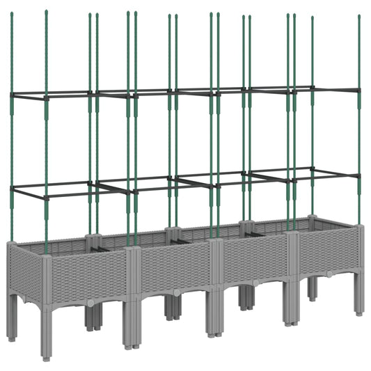 Garden Planter with Trellis Light Grey 160x40x142.5 cm PP Garden Planter with Trellis Light Grey 160x40x142.5 cm PP