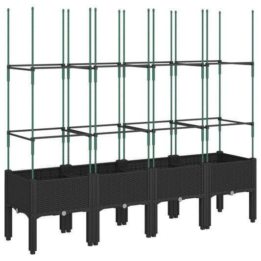 Garden Planter with Trellis Black 160x40x142.5 cm PP Garden Planter with Trellis Black 160x40x142.5 cm PP