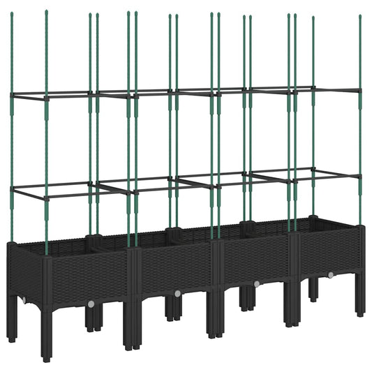 Garden Planter with Trellis Black 160x40x142.5 cm PP Garden Planter with Trellis Black 160x40x142.5 cm PP