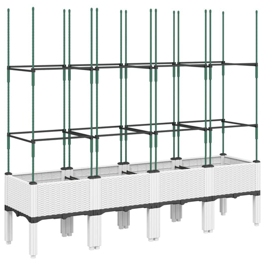 Garden Planter with Trellis White 160x40x142.5 cm PP Garden Planter with Trellis White 160x40x142.5 cm PP