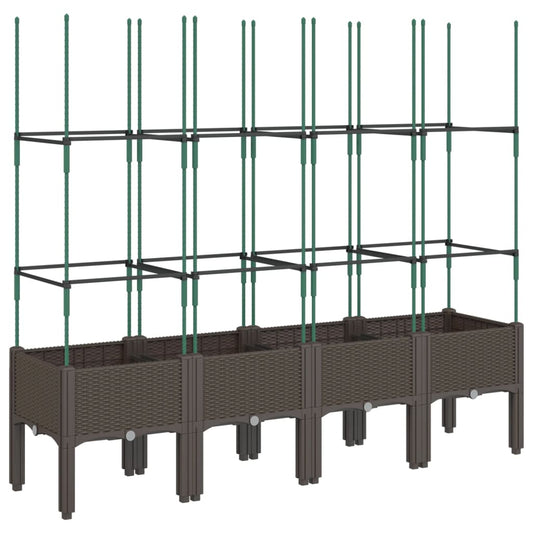 Garden Planter with Trellis Brown 160x40x142.5 cm PP Garden Planter with Trellis Brown 160x40x142.5 cm PP