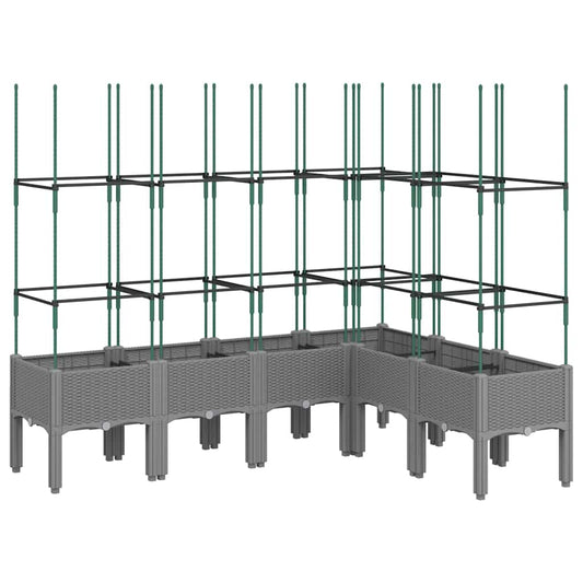 Garden Planter with Trellis Light Grey 160x120x142.5 cm PP Garden Planter with Trellis Light Grey 160x120x142.5 cm PP