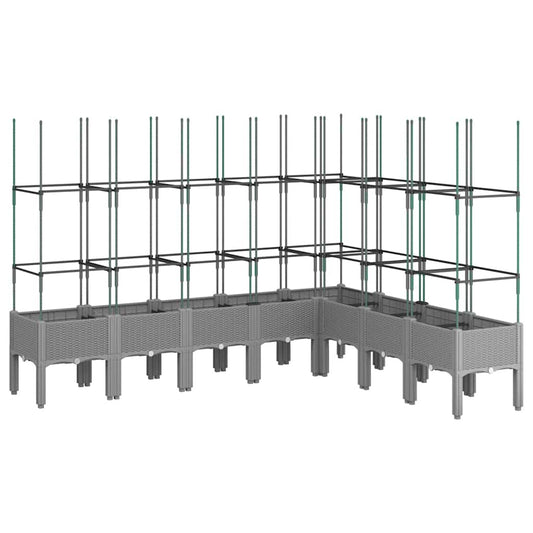 Garden Planter with Trellis Light Grey 200x160x142.5 cm PP Garden Planter with Trellis Light Grey 200x160x142.5 cm PP