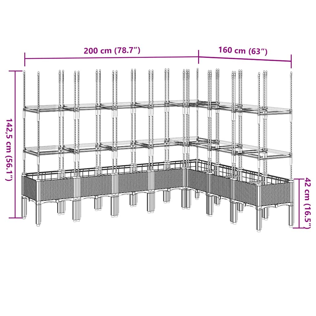 Garden Planter with Trellis White 200x160x142,5 cm PP