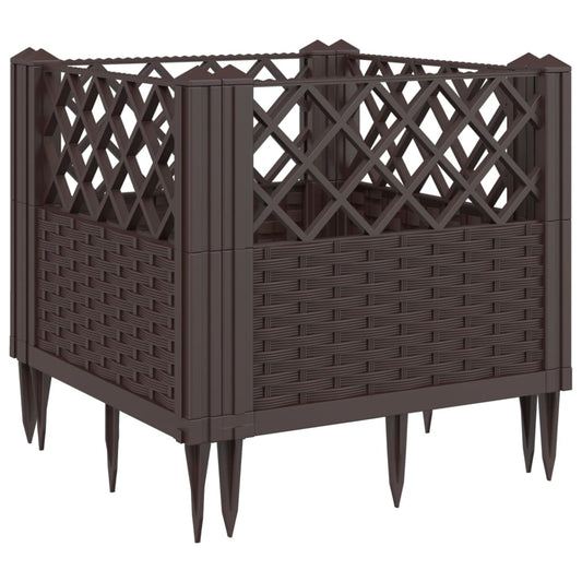 Garden Planter with Pegs Brown 43.5x43.5x43.5 cm PP Garden Planter with Pegs Brown 43.5x43.5x43.5 cm PP