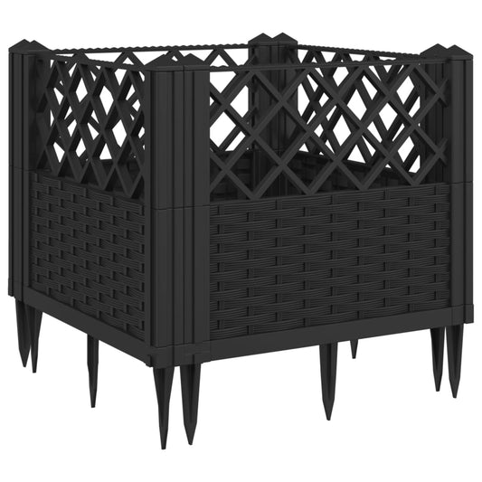 Garden Planter with Pegs Black 43.5x43.5x43.5 cm PP Garden Planter with Pegs Black 43.5x43.5x43.5 cm PP