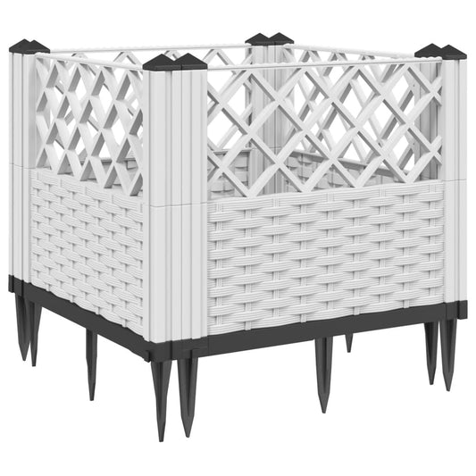 Garden Planter with Pegs White 43.5x43.5x43.5 cm PP Garden Planter with Pegs White 43.5x43.5x43.5 cm PP