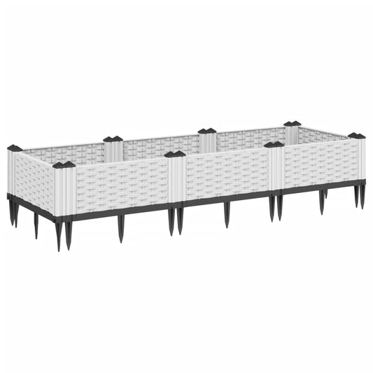 Garden Planter with Pegs White 125x40x28.5 cm PP Garden Planter with Pegs White 125x40x28.5 cm PP